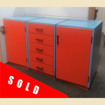 Orange & Blue Cupboard & Drawers